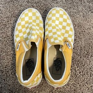 Yellow checkered vans womens 6.5